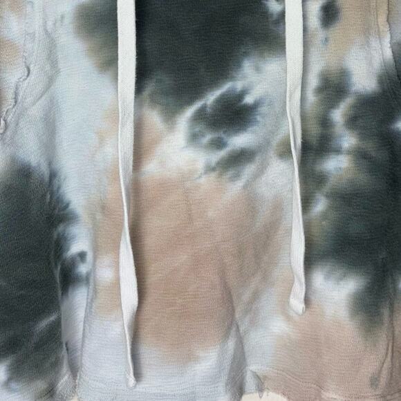 Mono B Sweater Women's Medium Tie Dye Jacquard Cropped Hoodie white, tan, green - Picture 16 of 16